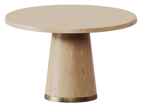 WESTELM 现代简约圆形实木餐桌 Aubin餐桌su模型