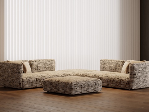 现代布艺沙发 多人休闲沙发su模型