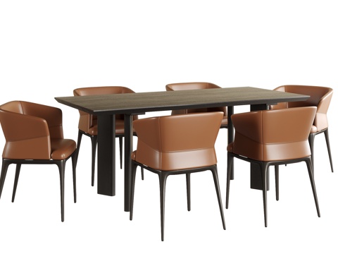 现代餐桌椅 餐椅su模型