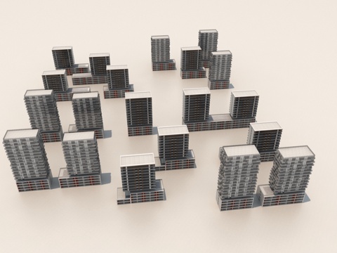  建筑 公建 办公建筑 建筑群3d模型 