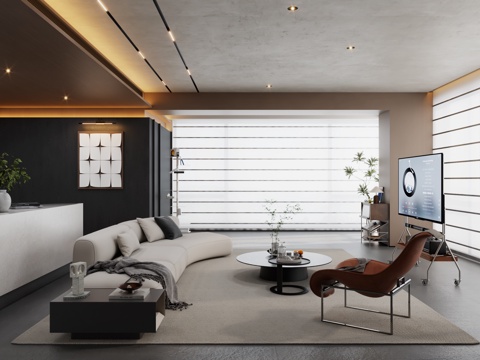  现代客厅3d模型 