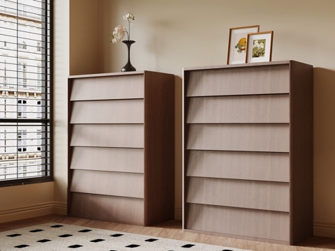 现代中古风斗柜 边柜_su模型