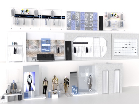  男装店素材3d模型 