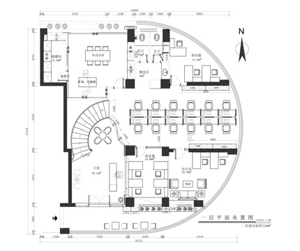 办公室平面施工图cad施工图