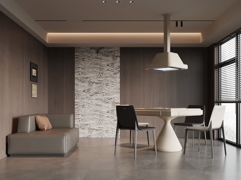  现代意式棋牌室 麻将桌3d模型 