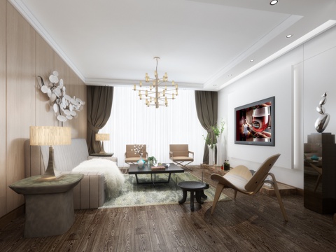  现代客厅简约客厅3d模型 