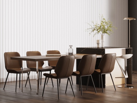 现代简约吧台 岛台 餐桌椅su模型