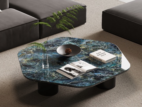  现代意式茶几 大理石茶几3d模型 