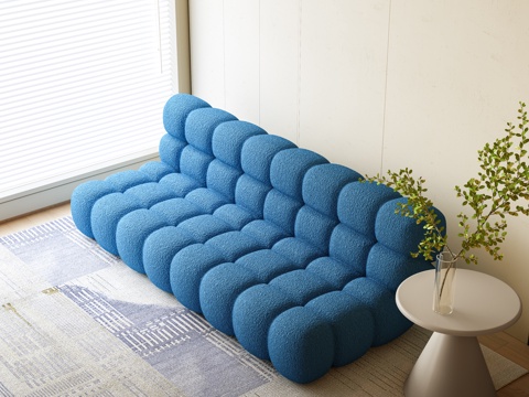 现代软包双人沙发 休闲双人沙发 沙发 懒人沙发su模型