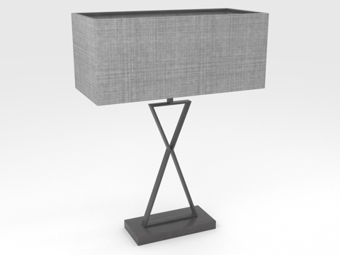  台灯 灯罩 金属底座 X形支架 方形灯头3d模型 