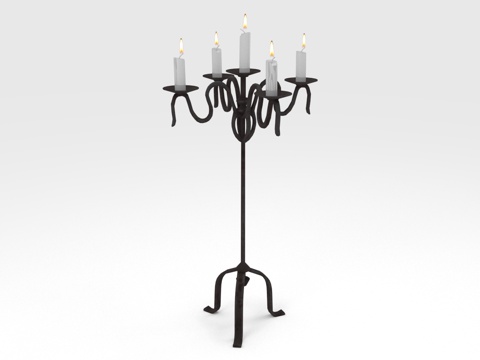  烛台 蜡烛 烛架 立式烛台 五头烛台3d模型 