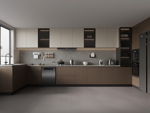 现代意式厨房 橱柜su模型