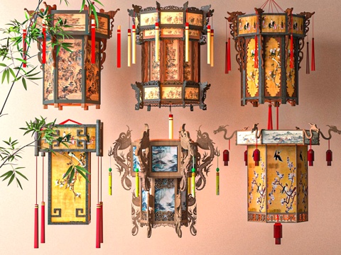 中式灯笼su模型