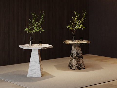 现代大理石边几su模型