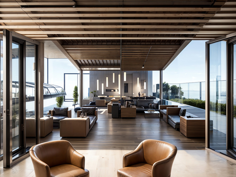 现代咖啡厅 休息区 餐桌椅组合su模型