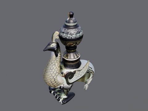 青铜器雕塑摆件su模型