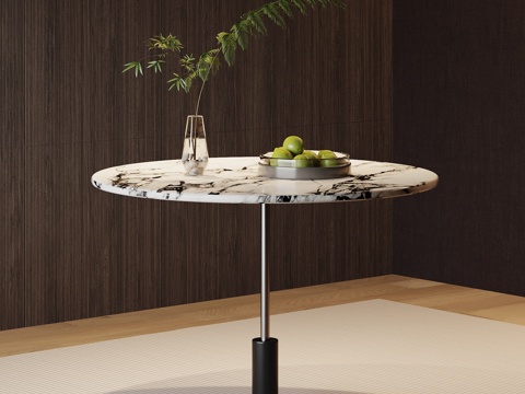 现代意式餐桌 圆桌 洽谈桌su模型