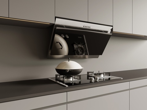 现代简约烟机灶具 油烟机su模型