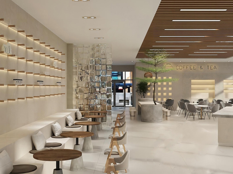 现代咖啡厅 餐桌椅su模型