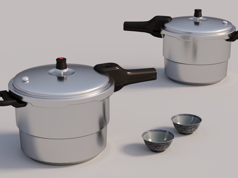  锅 高压锅 瓷碗3d模型 