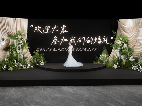 大屏两侧    婚礼美陈布置su模型
