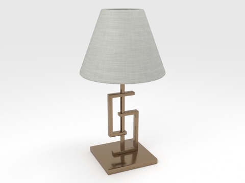  台灯 金属底座 布艺灯罩 几何造型 现代简约3d模型 