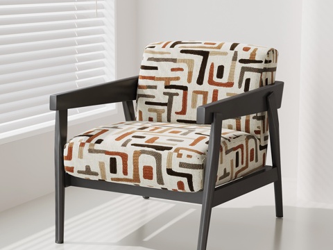 法式复古休闲椅 单人沙发su模型