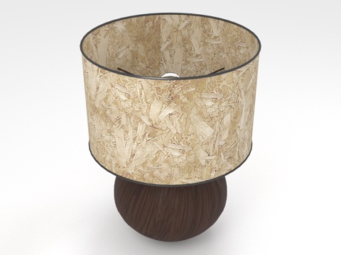  台灯 木质底座 圆柱灯罩 灯具 室内照明3d模型 