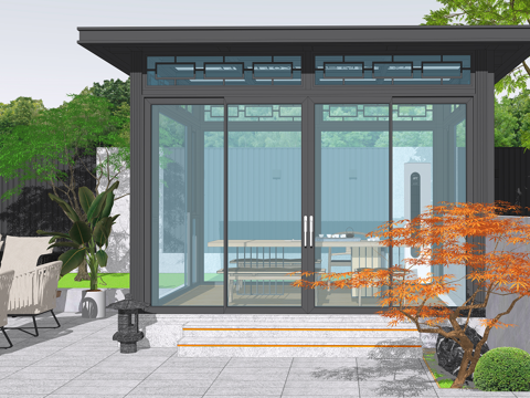 阳光房 凉亭su模型