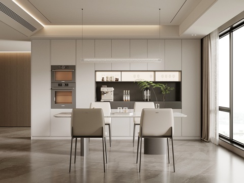 现代餐厅 餐桌椅su模型