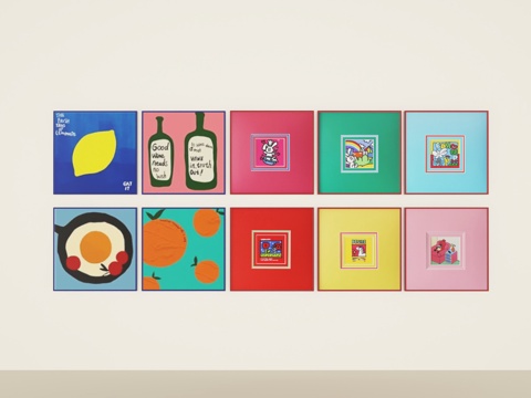  装饰画 挂画多巴胺色彩挂画3d模型 