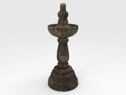  烛台 古董 木制 摆件 复古3d模型 