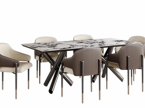 现代餐桌椅 餐椅 餐桌su模型