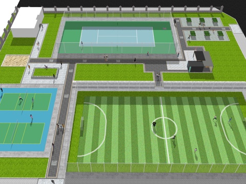 运动场，足球场，羽毛球场，网球场，乒乓球场su模型