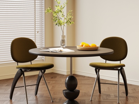 法式复古餐桌 圆桌su模型