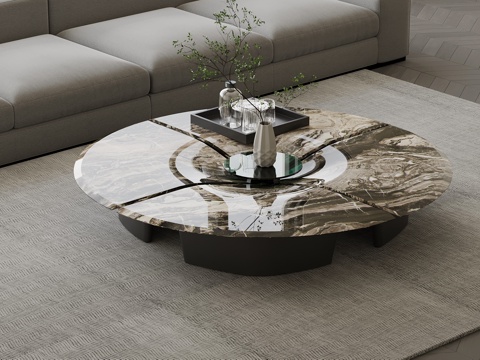  现代意式茶几 圆形茶几3d模型 