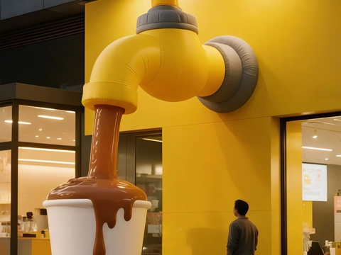 奶茶艺术装置 咖啡店艺术装置 奶茶店打卡装饰 甜品奶茶艺术装su模型