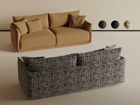  现代布艺沙发 双人沙发3d模型 