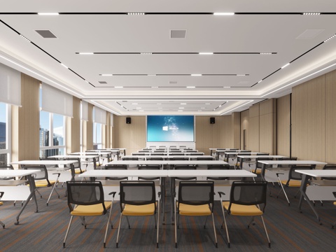  现代会议室 现代培训室3d模型 