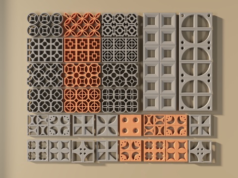 水泥砖 花砖 镂空砖3d模型 