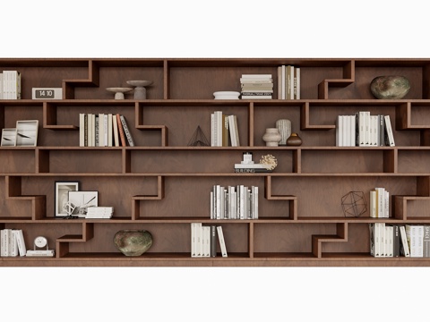 现代书柜 书籍摆件su模型