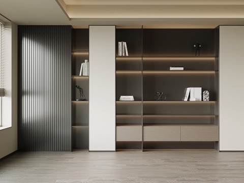 现代意式书柜su模型