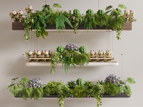 吊灯花箱 花箱 垂植物 植物花箱 吊灯 吊篮绿植su模型