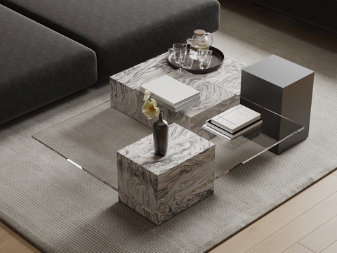 现代茶几su模型