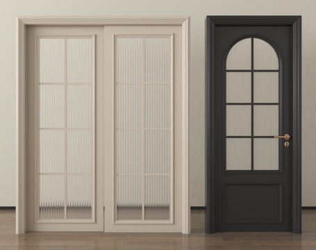 法式推拉门 平开门 玻璃门 卧室门 厨卫门su模型