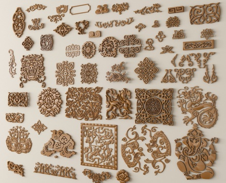 中式雕花 仿古雕花 浮雕雕花 镂空花纹su模型