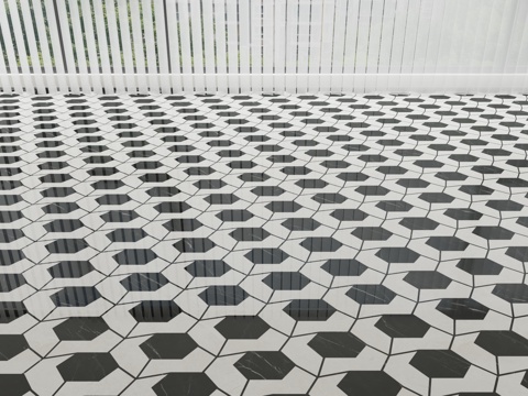  现代石材地面拼花3d模型 