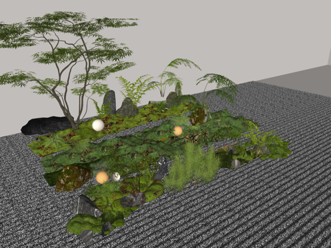 组团 微景观 景观 造景 花镜 绿化 小品 乔木 灌木 花卉su模型