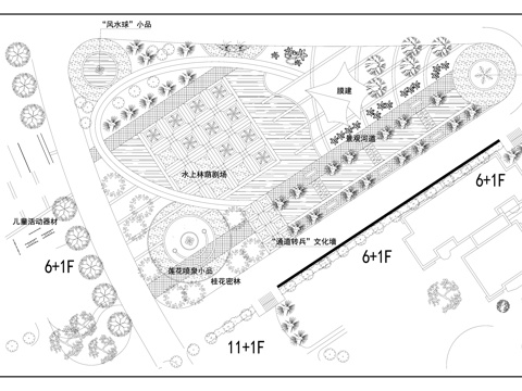 局部绿地规划  公园景观布局 小区景观布局平面图cad施工图