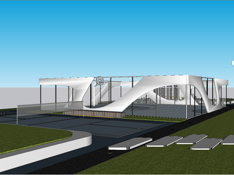 现代公园景观_运动公园su模型